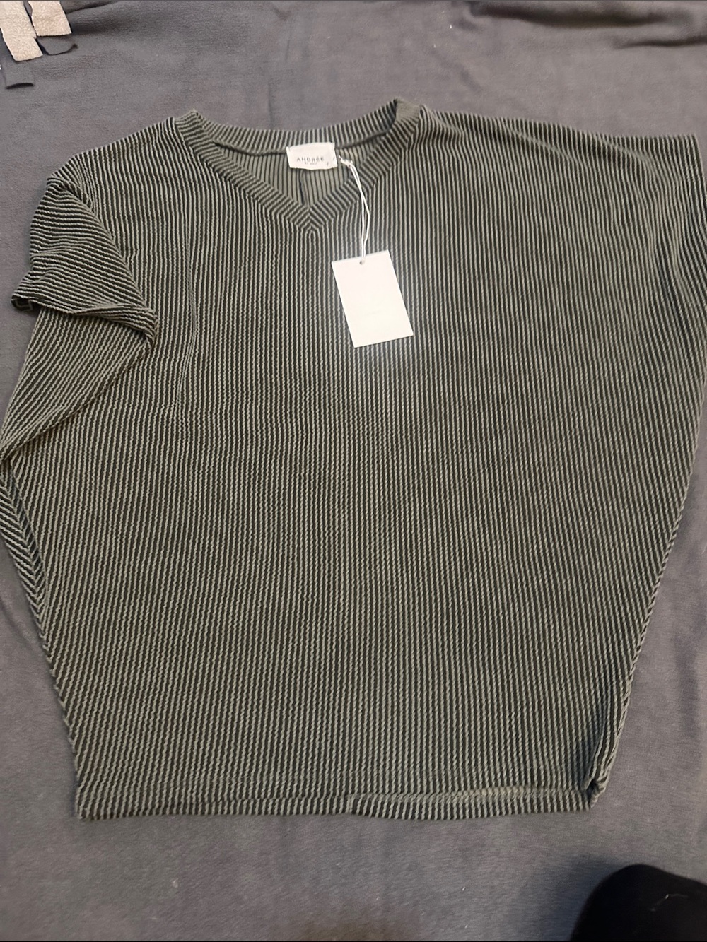 NWT Andre S Olive striped shirt women’s